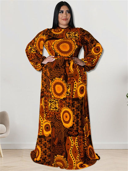 Wmstar Plus Size Party Dresses for Women Fall Clothes  Long Sleeve Printed  Africa Maxi Long Dress New Wholesale Dropshipping