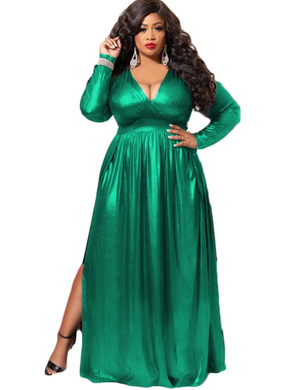 vmtvr - Elegante Long Sleeve Plus Size Dress Sexy Deep V Party Dress Clubwear Evening Ladies Vestidos De Mujer Elegantes Para Fiesta 4XL