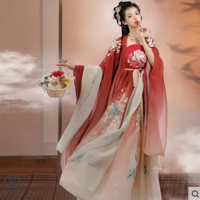 Ancient Chinese Women Hanfu Costume Fairy Cosplay Costume Dance Dress Party Outfit Hanfu Blue Red Sets For Women Plus Size XL