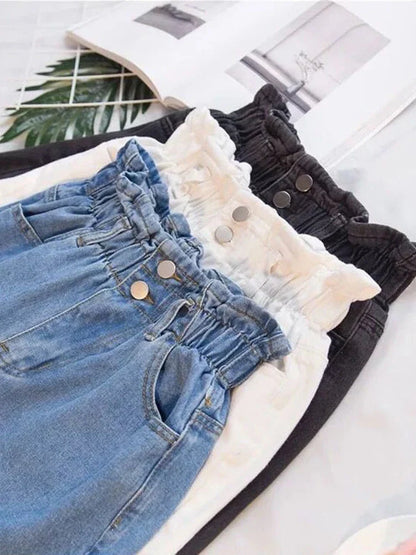 vmtvr Fashion Ruffles Oversize 5Xl Denim Shorts Women Summer Korean High Waist Wide Legged Shorts Casual Pockets Short Jeans New