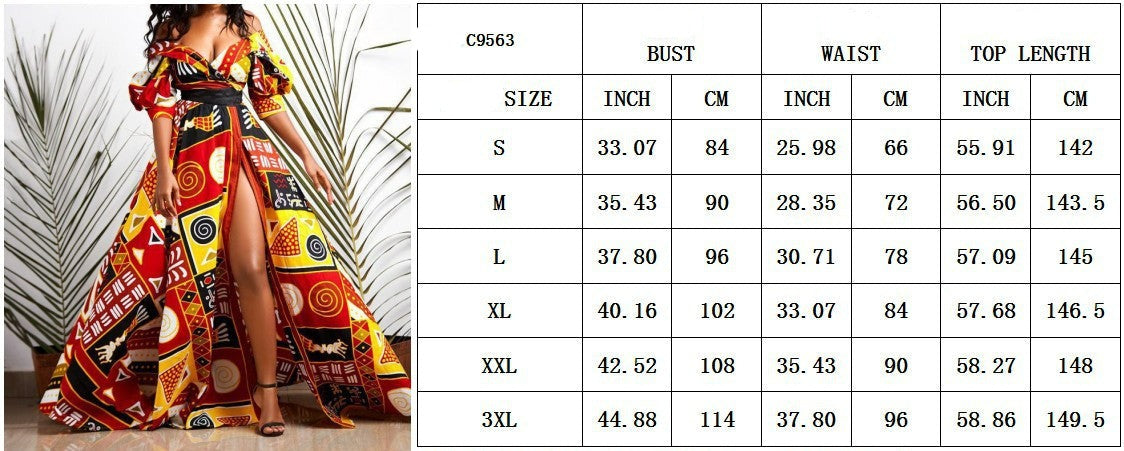 vmtvr Dashiki Print Ankara Dresses African Women Clothes Summer Bohe Sexy V-neck Backless Slit Maxi Dress Kanga Clothing Plus Size