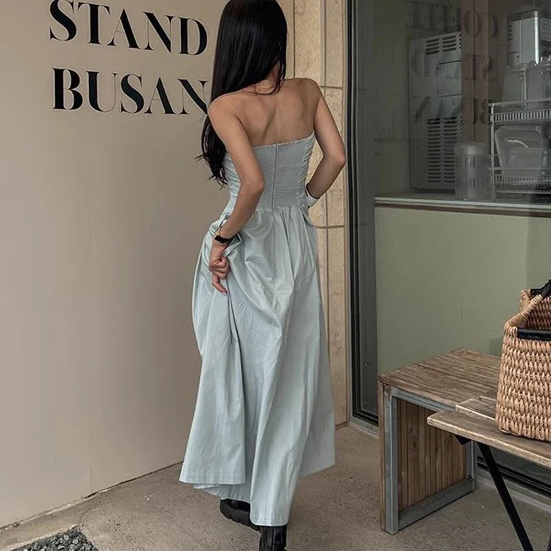 vmtvr  -  New Backless Long Dress Women Elegant Sleeveless Strapless Party Dress Summer Holiday Wear