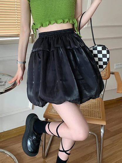 vmtvr High Waist Women Tulle Skirts Fashion Black Korean Preppy Style Ball Gown Mini Skirts Summer Student Casual Skirts New