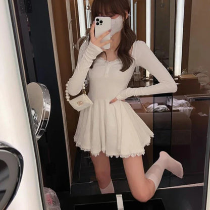 vmtvr High Waist elegant Mini Dress Women Summer Long Sleeve Sexy Casual Dress female Ball Gown Fashion korean style party Dress