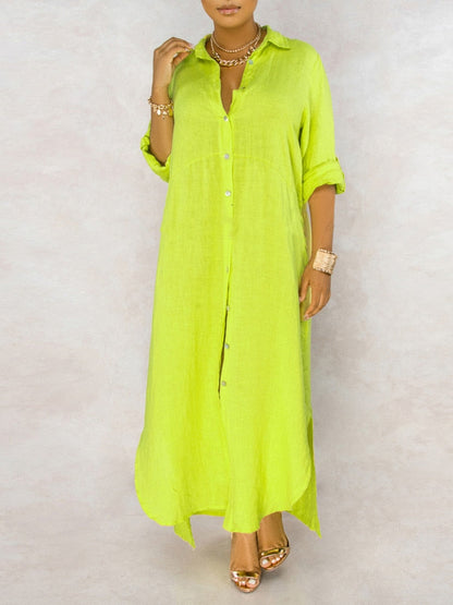 vmtvr Solid Button Maxi Shirt Dress