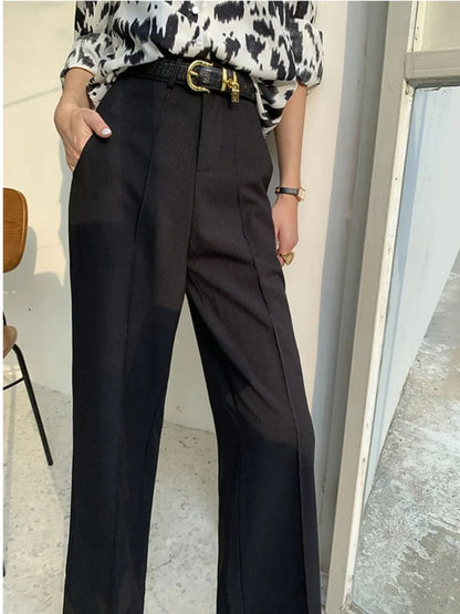 vmtvr Solid Women's Summer Pants High Waist Loose Wide Leg Pants Korean Fashion Straight Trousers Women High Street Suit Pants Female