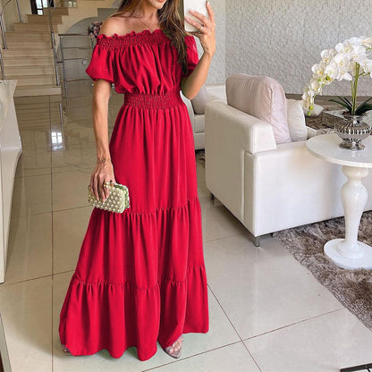 Summer Loose Long Dress Women Casual Elegant Ruffle Halter Sleeveless Female Party Outfits Beach Maxi Dresses Green Tie-Up Robe