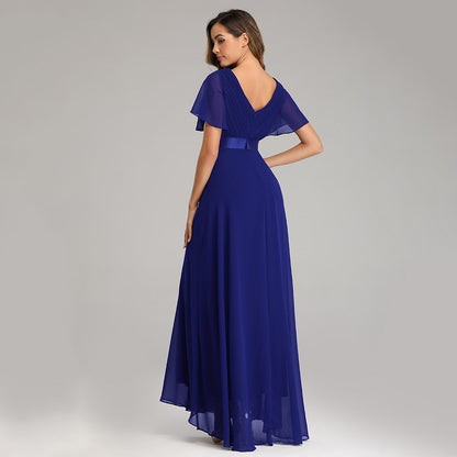 vmtvr - Evening Dresses Elegant V-Neck Ruffles Chiffon Formal Evening Gown  Robe Vestidos De fiesta Dress for Wedding Party