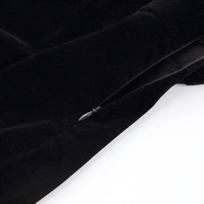 Square Collar Black Bubble Sleeve Long Sleeve Velvet Dress Autumn Winter Mini Length Zipper for Party Sexy 2023 New Arrivals