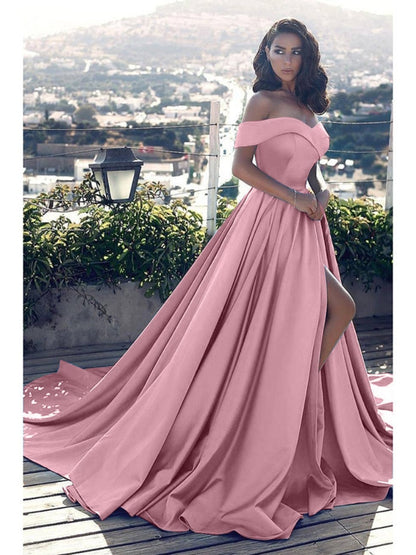 vmtvr - Elegantes Off Shoulder Plus Size Dress Women Sexy V-neck Luxury Backless High Waist Slit Evening Party Dress Vestidos De Fiesta