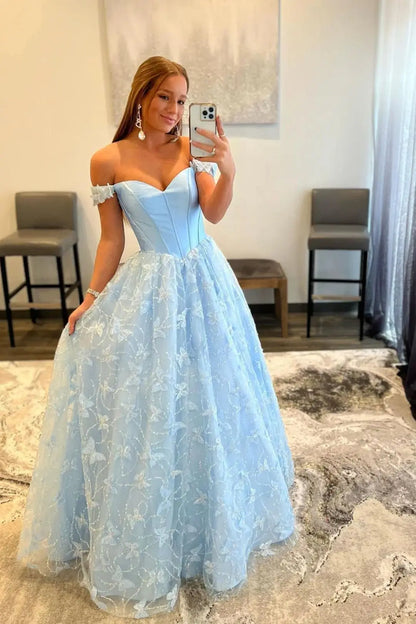 vmtvr  -  prom dress Exclusive Customized New Fashion Prom Dresses Blue Sweetheart Strapless Embroi