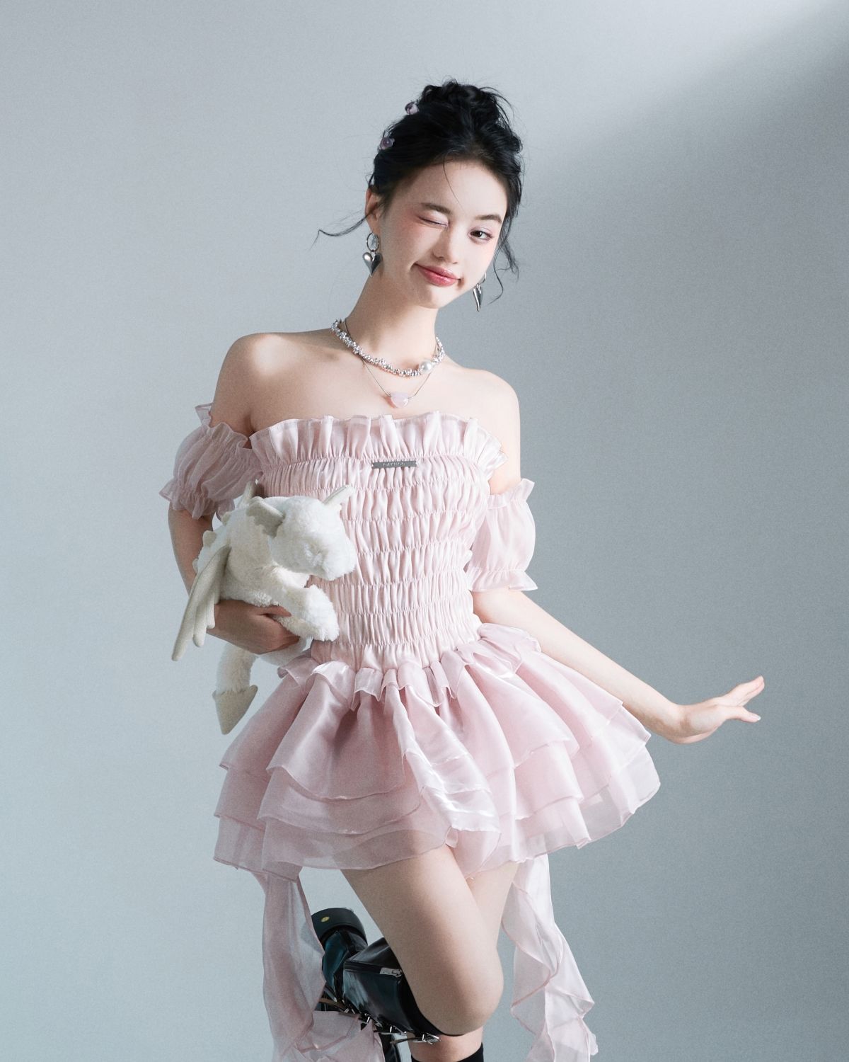 vmtvr Summer Lace Sweet Dress Women Designer Ruffle Flounce Cute Mini Dress Female Korean Fashion Elastic Skinny Sexy Party Dress 2023