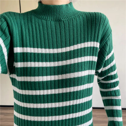 vmtvr Striped Knitted Robe Dresses Clothing For Women Autumn Winter Vintage Casual A Line Long Sleeve Maxi Sweater Dress Female