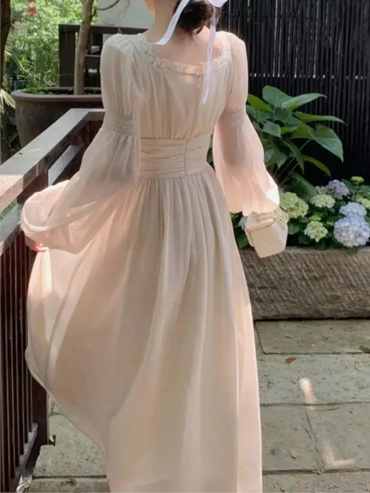 vmtvr Spring Summer Women Fashion Elegant Casual Midi Party Dress Vintage A-Line Solid Chic Prom Wedding Vestidos Female Clothes Robe