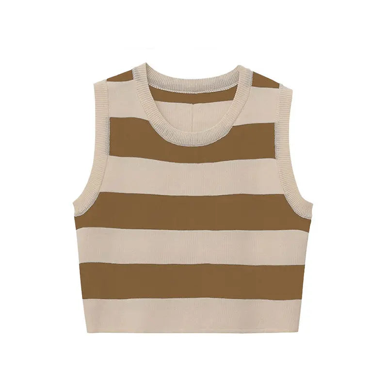 vmtvr Summer Women Striped Tank Top Streetwear Fashion New Slim Short Tees Female Clothing Versatile Sports Knitted Sleeveless Tanks