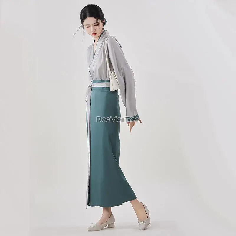 new Chinese improved hanfu dress ancient style chinese costumes women fashion casual daily vintage dress kimono dress a74