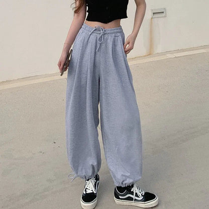 vmtvr Y2K Streetwear Women Sweatpants American Style Fashion Drawstring Loose Wide Leg Pants Summer All Match Female Harem Pants