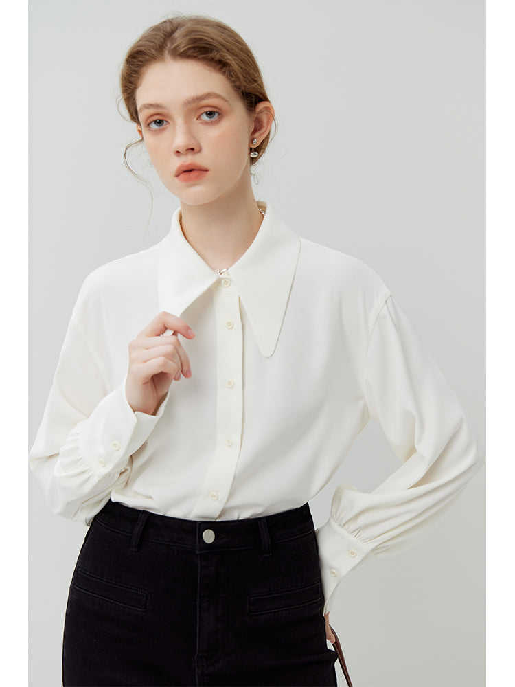 Niche Design Commute Butterfly Tail Collar Shirts for Women Everlasting Little Lantern Sleeve Shirts Female Autumn New