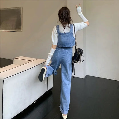 vmtvr Women Summer Denim 2 Piece Set Strapless Sling Design  Sleeveless Short Tops and Loose Wide Leg Jeans Streetwear Two Piece Suits