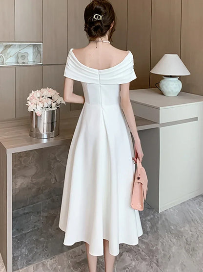 vmtvr White Dresses for Women Classy Summer Short Sleeve V-Neck Blackless Sexy Long Dress 2024 Red Bodycon Luxury Party Evening Dress