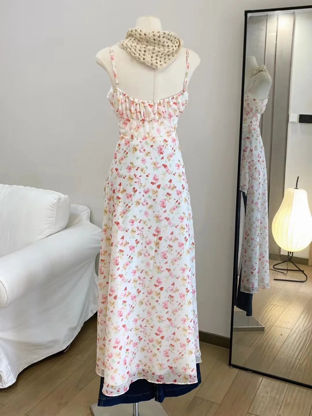 vmtvr  -  New Irregular Floral Long Dress Women Boho Beach Holiday Spaghetti Strap Dress Summer Robe