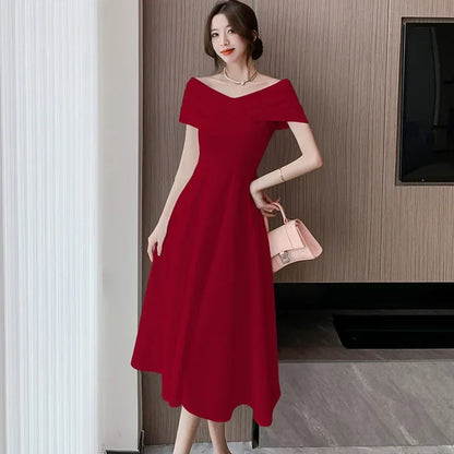 vmtvr White Dresses for Women Classy Summer Short Sleeve V-Neck Blackless Sexy Long Dress 2024 Red Bodycon Luxury Party Evening Dress