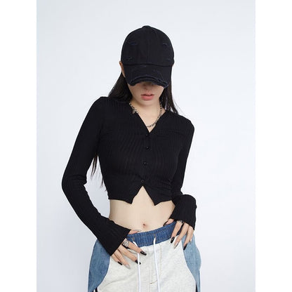 -Fall Outfits Long Sleeve Top  Y2K Woman Spring Summer Style Sexy T-Shirts Tops Lady Slim Long Sleeve Short Tank Tops SS123