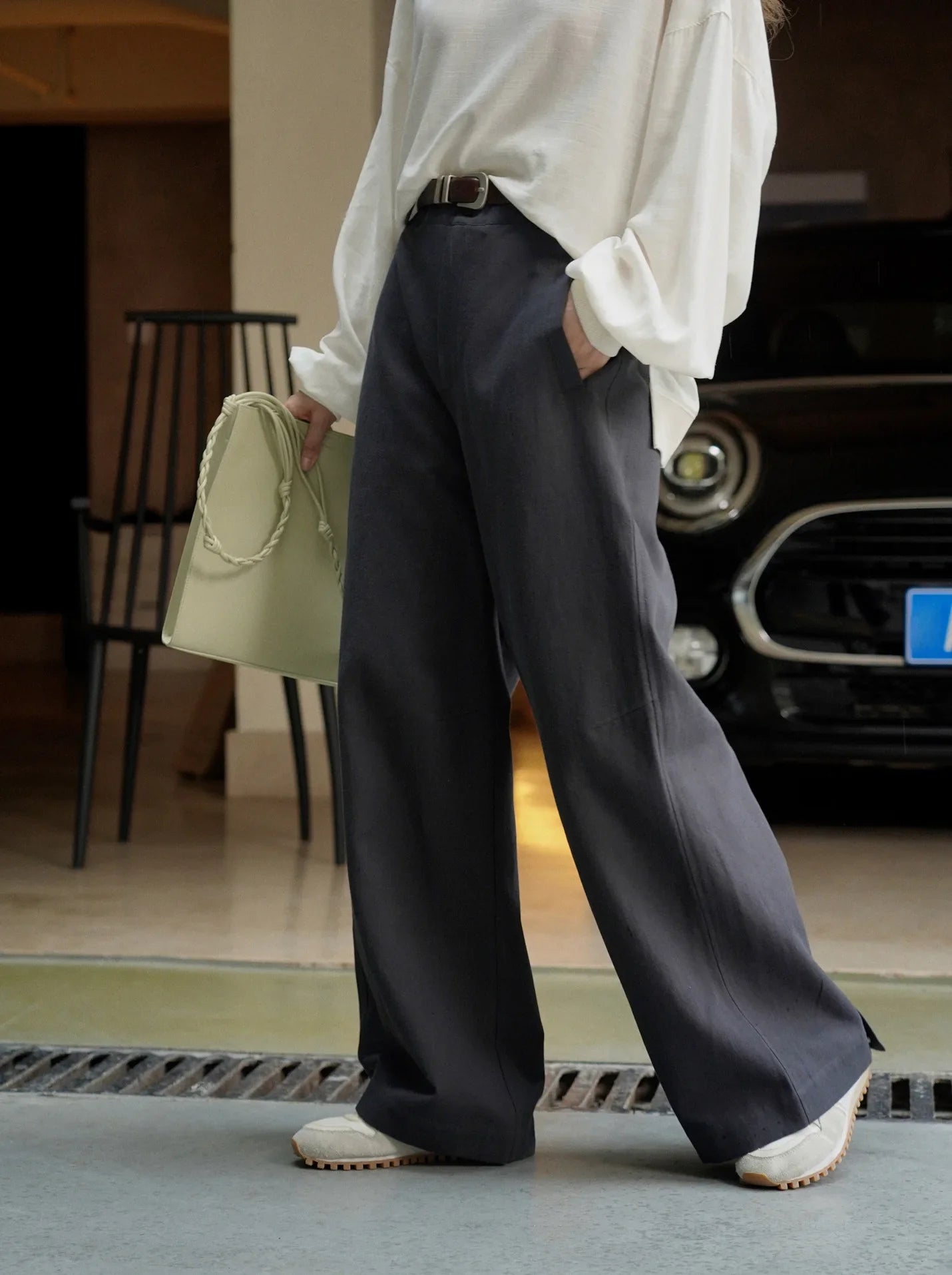 vmtvr Spring and Summer Women's Casual Solid Color High Waist Loose Wide Leg Pants