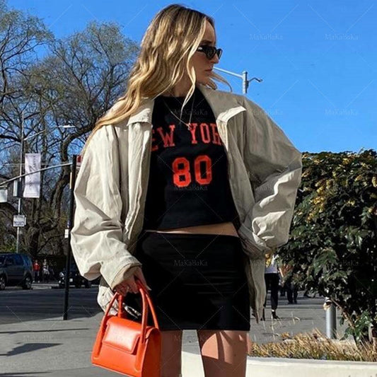 -Fall Outfits -Fall Outfits Long Sleeve Top Long Sleeve Shirt Women Sexy Cropped Letter Graphics Tops  Spring Black Goth Grunge Skinny Slim Basic Top Woman T Shirts EMO