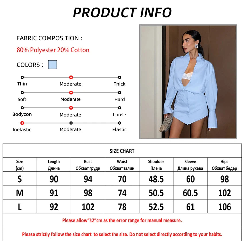 vmtvr Blue Shirts Dress Slim Women Classic Lapel Long Sleeves Pleated Pencil Mini Dress Summer Autumn 2024 Office Ladies