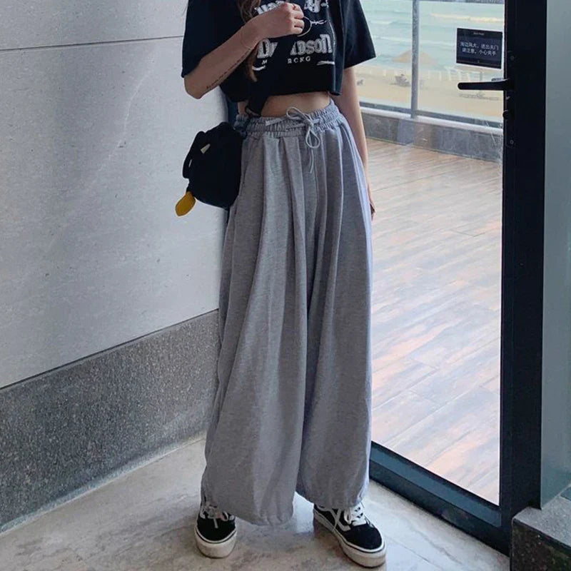 vmtvr Y2K Streetwear Women Sweatpants American Style Fashion Drawstring Loose Wide Leg Pants Summer All Match Female Harem Pants