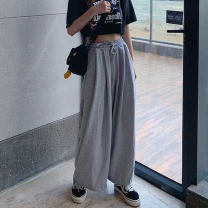 vmtvr Y2K Streetwear Women Sweatpants American Style Fashion Drawstring Loose Wide Leg Pants Summer All Match Female Harem Pants