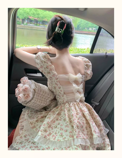 - Floral dress with hollow bow on the back Princess Tutu Dress  GEU1506