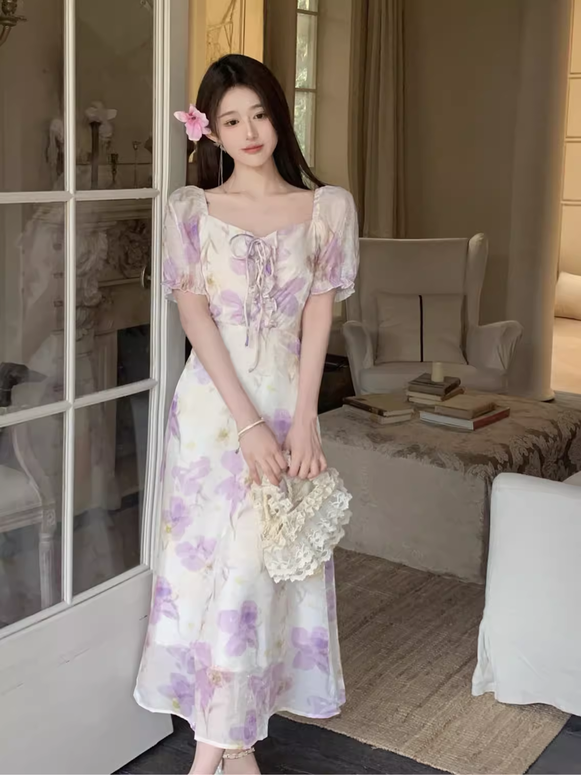 - Elegant seaside floral dress GEU1556