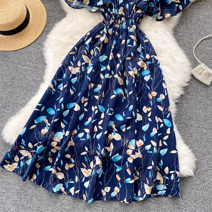 - Cute Floral A Line Dress Fashion Dress GEU441