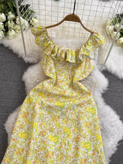 - Floral dress with square neck GEU1045