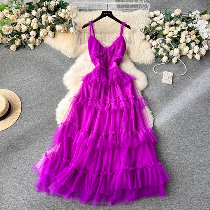 - A-line V Neck Tulle Prom Dress  GEU1178