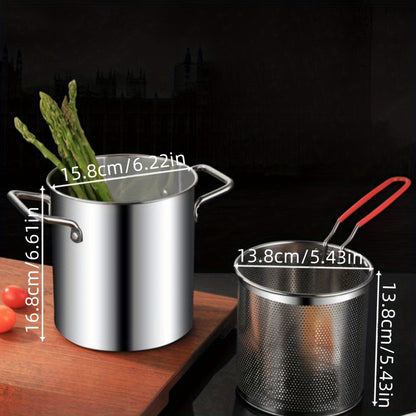 Versatile Stainless Steel Deep Fry Pot - Perfect for Crispy Tempura, Fries, Chicken | Safe, Durable & Easy-Clean