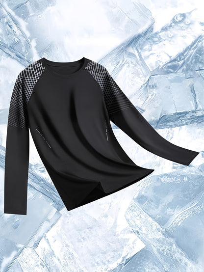 All-Season Men's Stretchy Fitness Shirt: Quick-Dry, Breathable, Long Sleeve Crew Neck - Perfect for Sports & Daily Wear