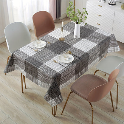 1PC Premium PVC Striped Waterproof and Heat-Resistant Tablecloth - Easy to Clean, Wash-Free, Reusable, and Durable Dining Cloth for Coffee Table, Indoor and Outdoor Use - Perfect for Family Gatherings, Parties, and Everyday Meals