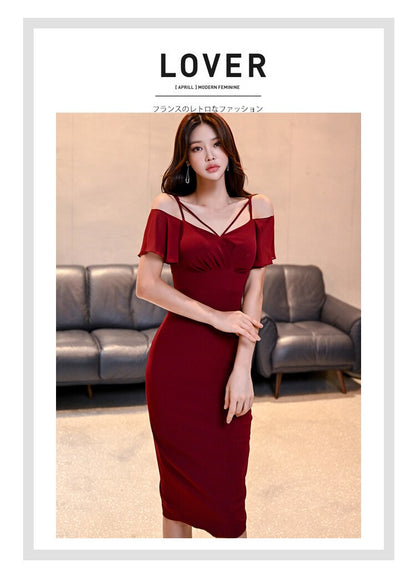 vmtvr - Autumn Vintage Sexy Vestidos Simple Chic Neck Party Dress Women Office Bodycon Sheath Casual Pencil