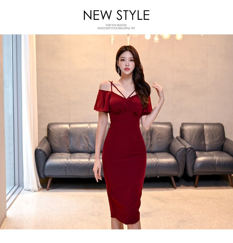 vmtvr - Autumn Vintage Sexy Vestidos Simple Chic Neck Party Dress Women Office Bodycon Sheath Casual Pencil