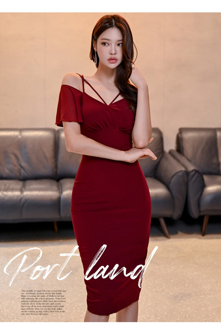 vmtvr - Autumn Vintage Sexy Vestidos Simple Chic Neck Party Dress Women Office Bodycon Sheath Casual Pencil