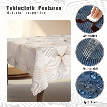 1pc Elegant Polyester Tablecloth with Waterproof Design - Geometric & Floral Patterns, Wrinkle-Free, Perfect for Indoor/Outdoor Dining