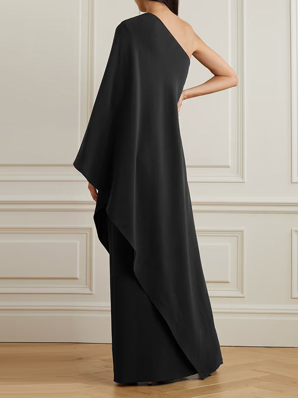 vmtvr - Simple Asymmetric Solid Color One-Shoulder Maxi Dresses