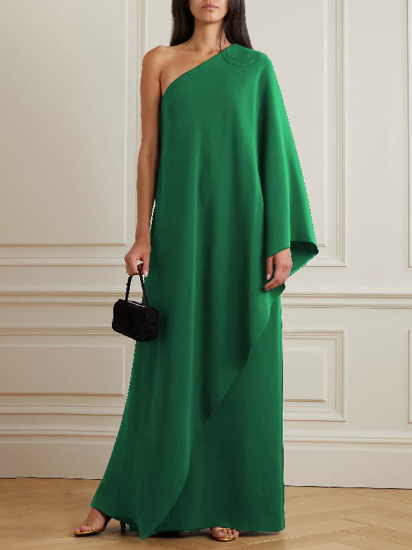 vmtvr - Simple Asymmetric Solid Color One-Shoulder Maxi Dresses