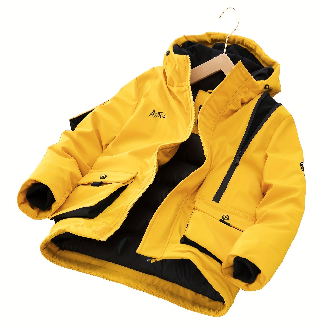 Boys Padded Hooded Jacket, Windproof Warm Hooded Coat, Color Clash Thickened Top, Boy's Clothes For Winter Outdoor Travel, As Christmas Gift