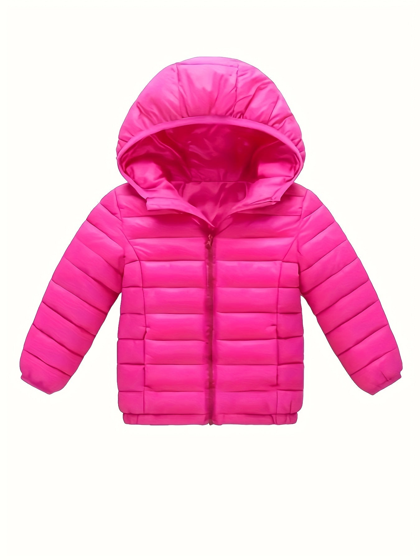 Kid's Solid Color Hooded Down Jacket, Light-weight Warm Zip Up Jacket, Boy's Clothes For Winter Outdoor, As Gift