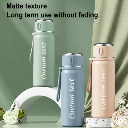 Custom Engraved 550ml/18.6oz Stainless Steel Insulated Bottle, Water Flask for Holiday Gift, Leakproof Double-Walled Vacuum Flask, Drinks Stay Hot or Cold