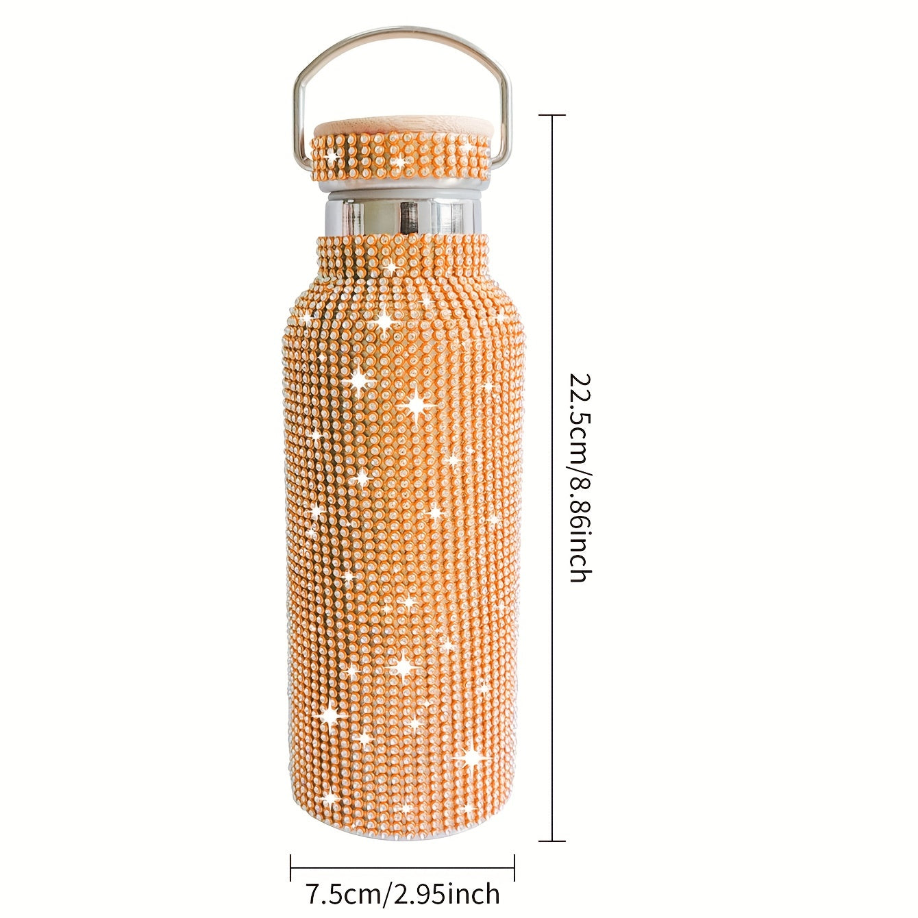 1pc, Sparkling Studded Vacuum Flask, Stainless Steel Insulated Water Bottles, 500ml/17oz Travel Thermal Cups, For Hot And Cold Beverages, Summer Winter Drinkware, Gifts